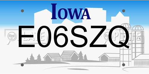 E06SZQ Iowa License Plate
