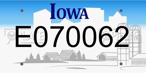 E070062 Iowa License Plate