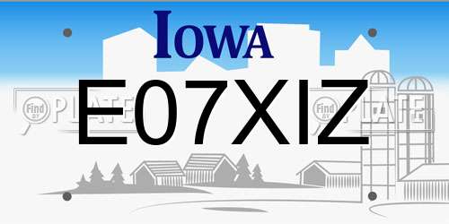 E07XIZ Iowa License Plate