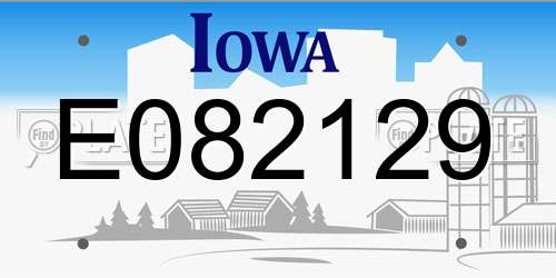 E082129 Iowa License Plate