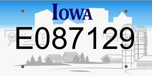 E087129 Iowa License Plate