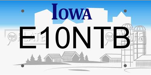 E10NTB Iowa License Plate