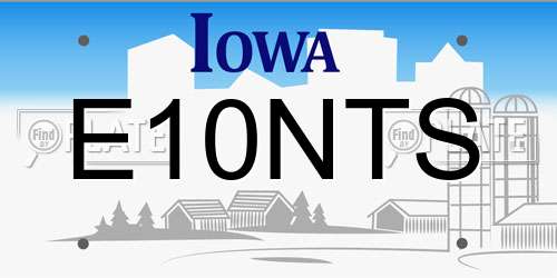 E10NTS Iowa License Plate