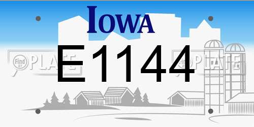 E1144 Iowa License Plate