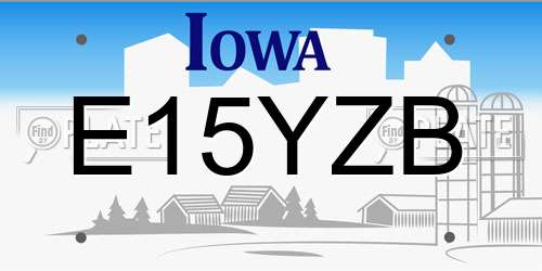 E15YZB Iowa License Plate