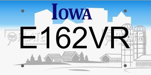 E162VR Iowa License Plate