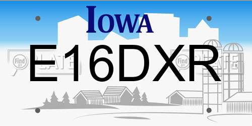 E16DXR Iowa License Plate
