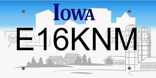 E16KNM Iowa License Plate