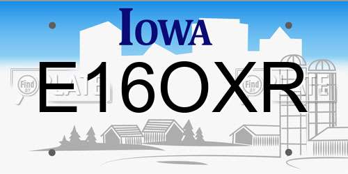 E16OXR Iowa License Plate
