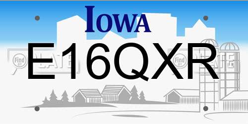 E16QXR Iowa License Plate