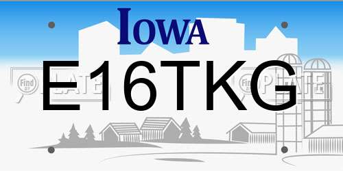 E16TKG Iowa License Plate