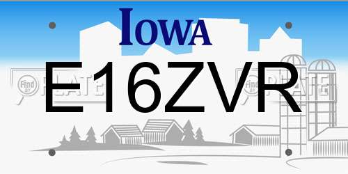 E16ZVR Iowa License Plate