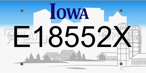 E18552X Iowa License Plate