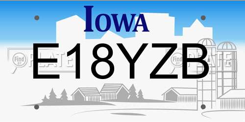 E18YZB Iowa License Plate