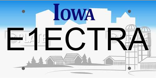 E1ECTRA Iowa License Plate