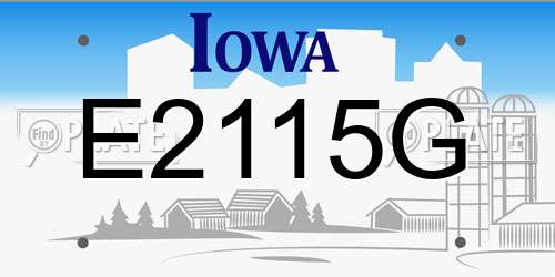 E2115G Iowa License Plate