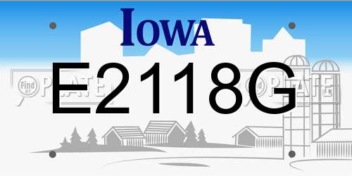 E2118G Iowa License Plate