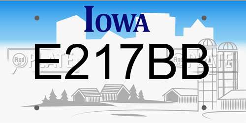E217BB Iowa License Plate