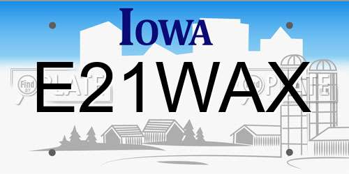 E21WAX Iowa License Plate