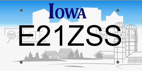 E21ZSS Iowa License Plate