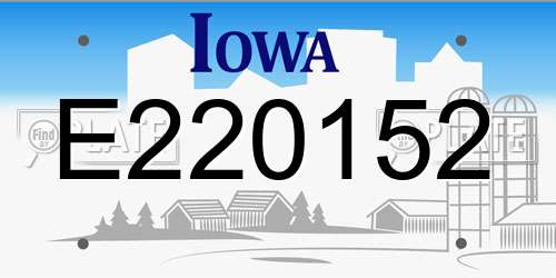 E220152 Iowa License Plate