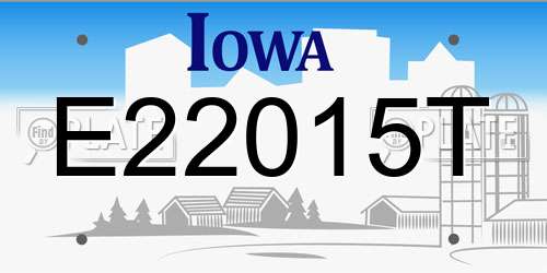 E22015T Iowa License Plate