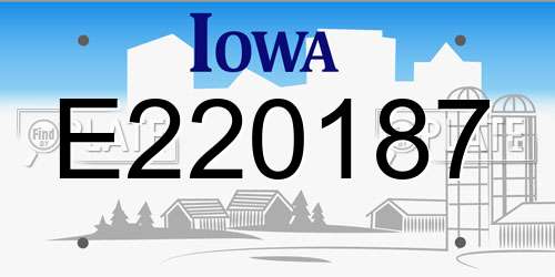 E220187 Iowa License Plate