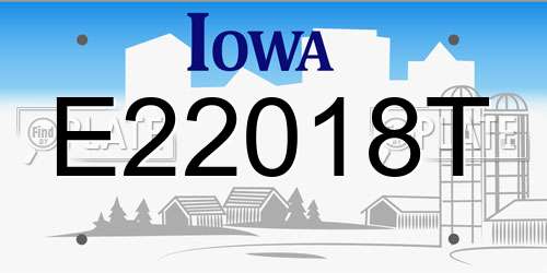 E22018T Iowa License Plate