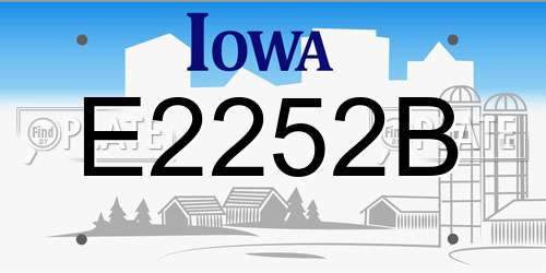 E2252B Iowa License Plate