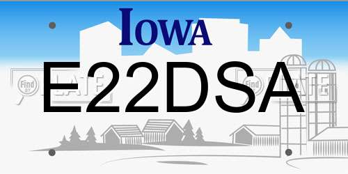 E22DSA Iowa License Plate