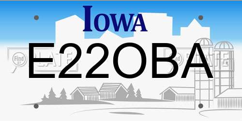 E22OBA Iowa License Plate