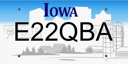 E22QBA Iowa License Plate