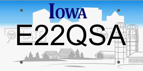 E22QSA Iowa License Plate