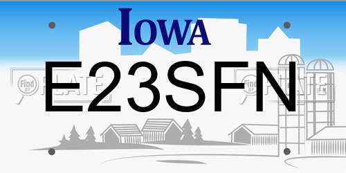 E23SFN Iowa License Plate