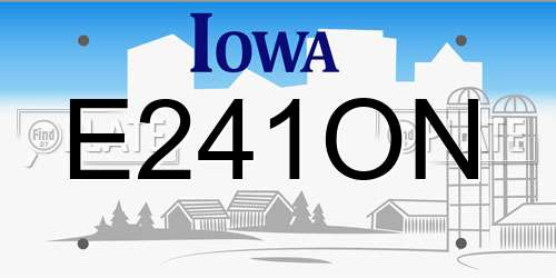 E241ON Iowa License Plate