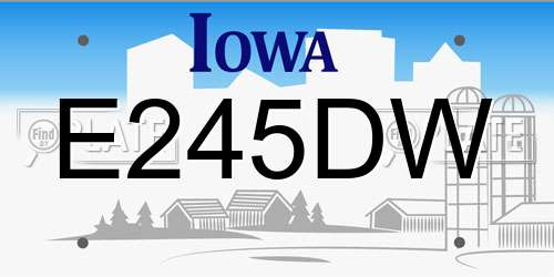 E245DW Iowa License Plate