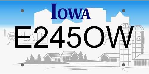 E245OW Iowa License Plate
