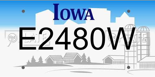 E2480W Iowa License Plate