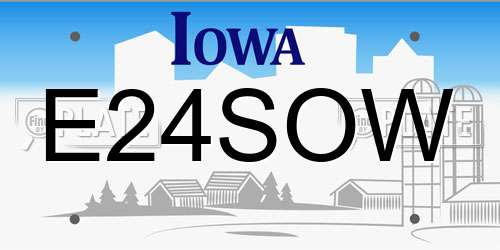 E24SOW Iowa License Plate