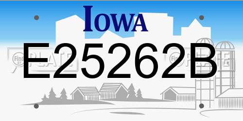 E25262B Iowa License Plate
