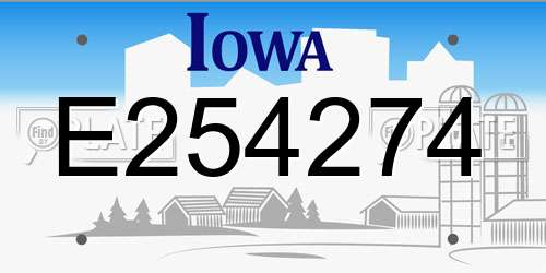 E254274 Iowa License Plate