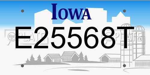 E25568T Iowa License Plate