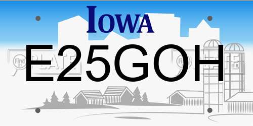 E25GOH Iowa License Plate
