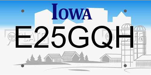 E25GQH Iowa License Plate