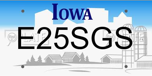 E25SGS Iowa License Plate