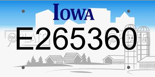 E265360 Iowa License Plate