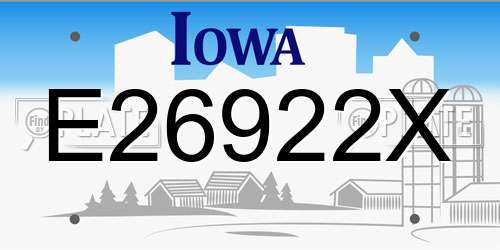 E26922X Iowa License Plate