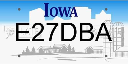 E27DBA Iowa License Plate