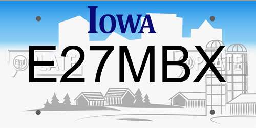 E27MBX Iowa License Plate
