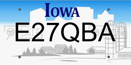 E27QBA Iowa License Plate